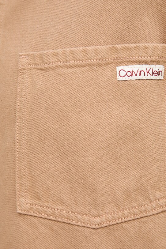 Джинсова куртка з домішкою льону Calvin Klein Jeans J20J225574 коричневий