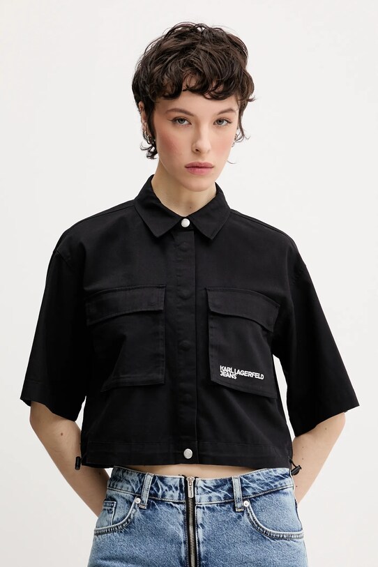 Karl Lagerfeld Jeans cămașă scurt negru A2W11001
