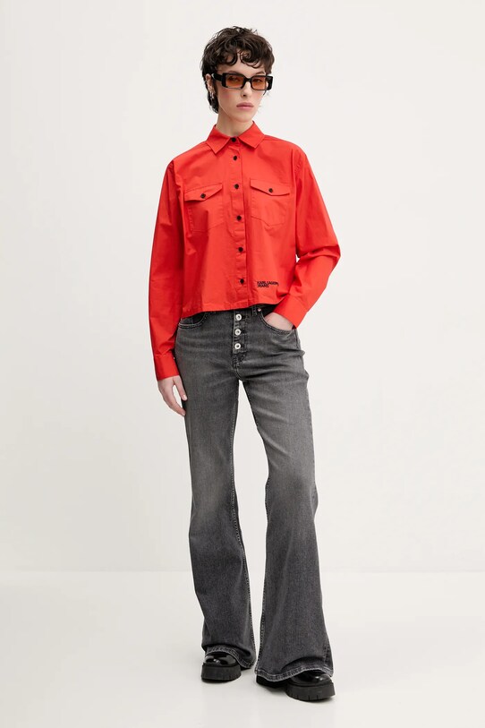 Bavlnená košeľa Karl Lagerfeld Jeans A2W11027 oranžová SS25