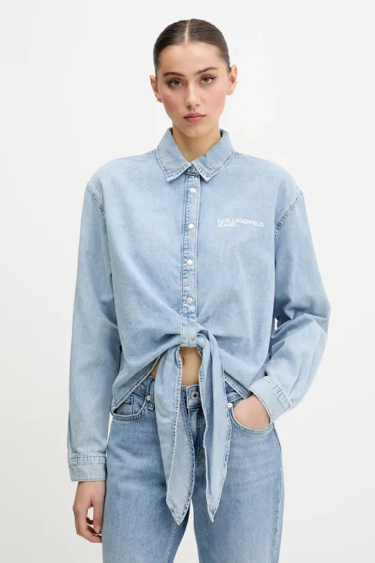 Karl Lagerfeld Jeans camicia in cotone semplice blu A2W11021