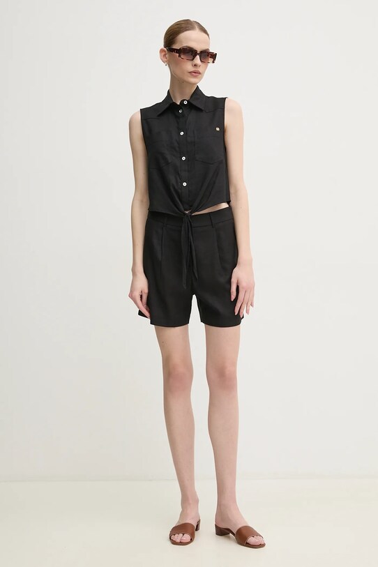 Gaudi camicia di lino 511BD45033 nero SS25