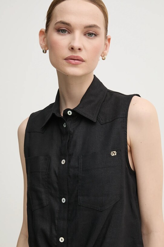 Gaudi camicia di lino nero 511BD45033