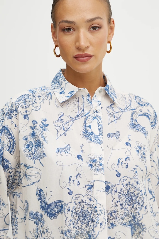 Fracomina cămașă din bumbac bej FJ25ST6002W621N4