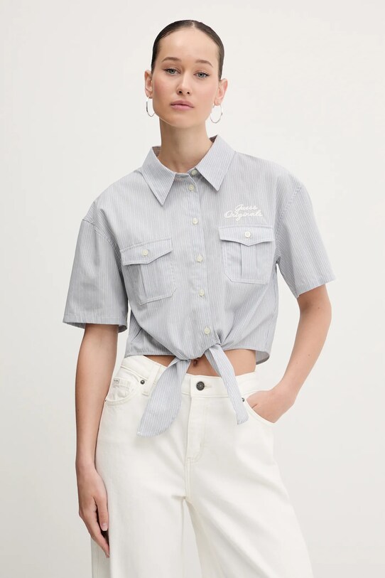 Guess Originals koszula bawełniana wzorzyste niebieski W5GH0M.WH7Q1