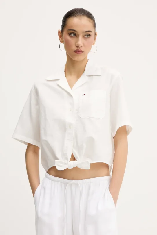 Tommy Jeans lenvászon ing len szállal fehér DW0DW20286