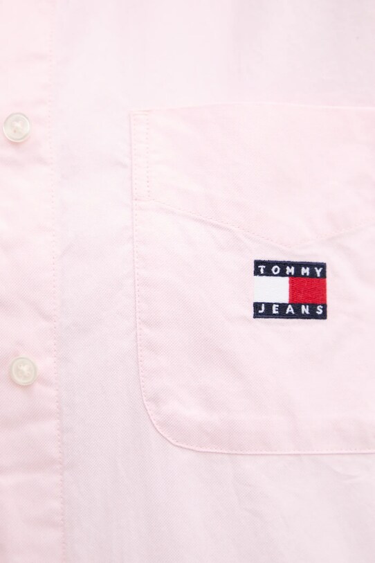 Памучна риза Tommy Jeans DW0DW20289 розов