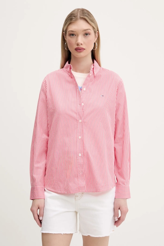 Tommy Jeans koszula bawełniana wzorzyste różowy DW0DW20290