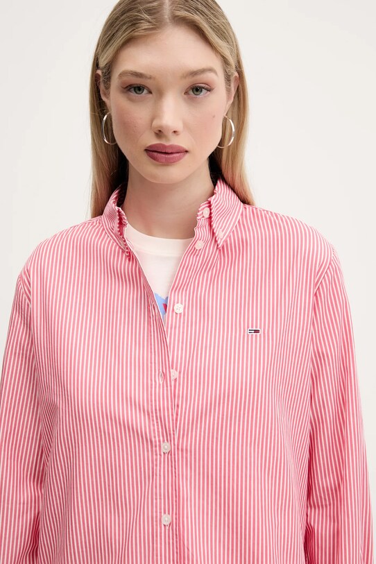 Bavlnená košeľa Tommy Jeans ružová DW0DW20290