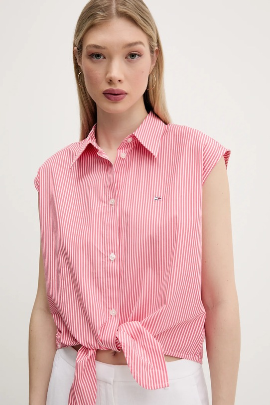 Tommy Jeans cămașă din bumbac roz DW0DW20291