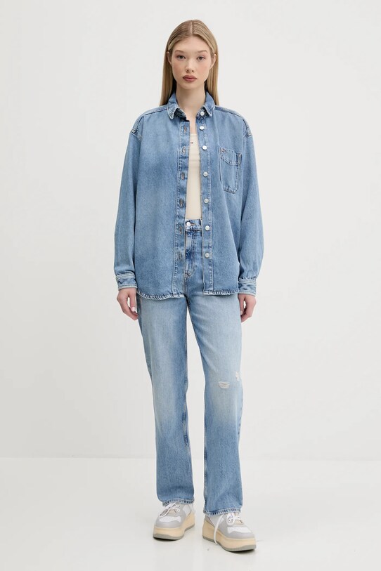 Rifľová košeľa Tommy Jeans DW0DW20365 modrá SS25
