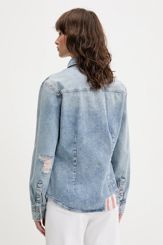 Odzież Tommy Jeans koszula bawełniana jeansowa DW0DW20665 niebieski