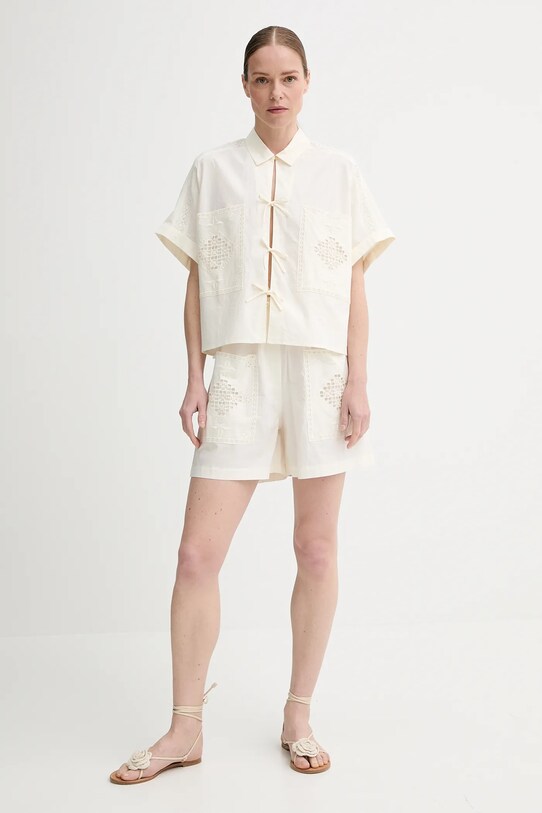 Sessun koszula bawełniana 25210024 beżowy SS25