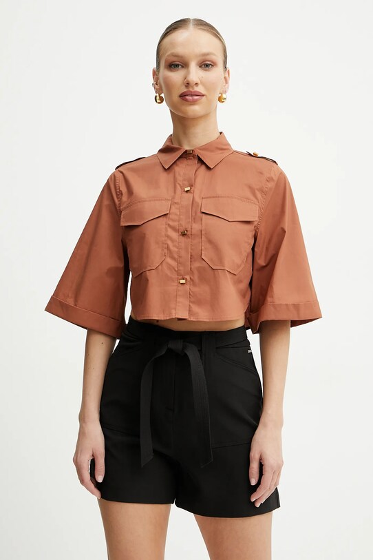 Памучна риза Marciano Guess PAT стандартна кафяв 5GGH27.7315A