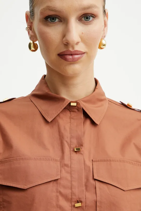 Памучна риза Marciano Guess PAT кафяв 5GGH27.7315A