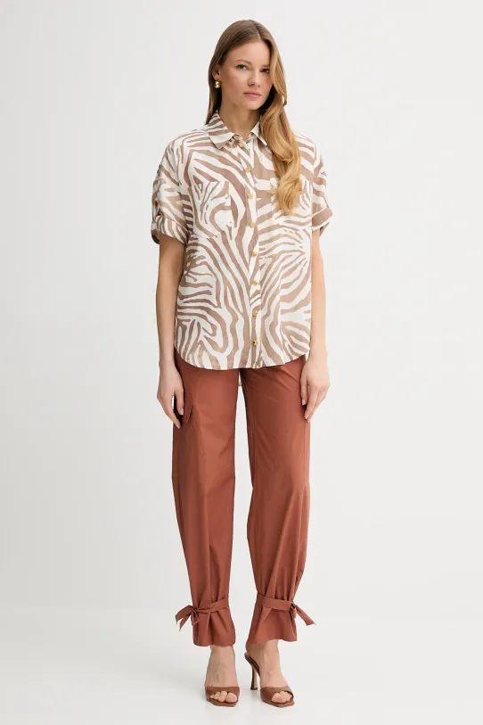 Marciano Guess cămașă din amestec de in ROSIE 5GGH26.7314A bej SS25
