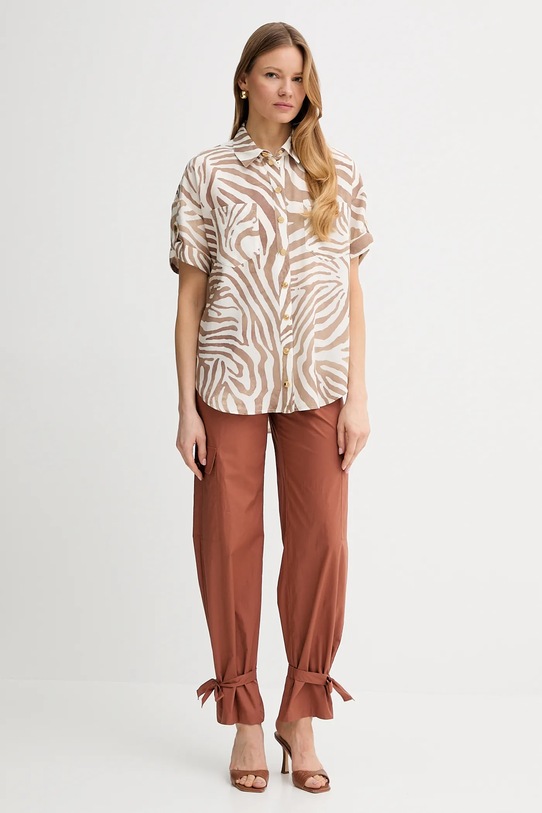 Marciano by Guess koszula z domieszką lnu ROSIE 5GGH26.7314A beżowy SS25