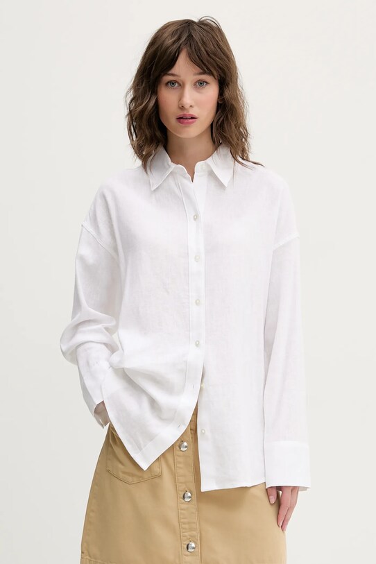 Ľanová košeľa Abercrombie & Fitch relaxed béžová KI140.5058.100