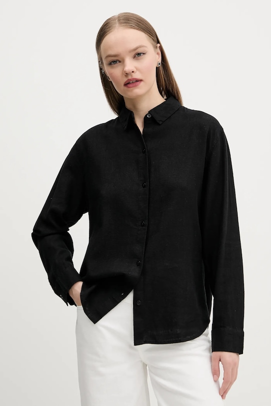 Abercrombie & Fitch koszula lniana klasyczny czarny KI140.5554.900