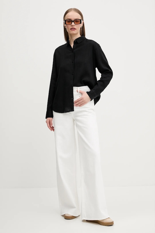 Abercrombie & Fitch koszula lniana KI140.5554.900 czarny SS25