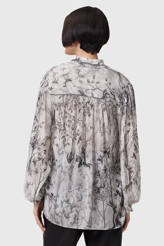 Îmbrăcăminte AllSaints camasa din amestec de matase EDDIE W044PC gri