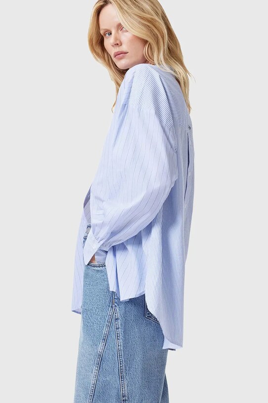 AllSaints camasa din bumbac ANA W047PC albastru SS25