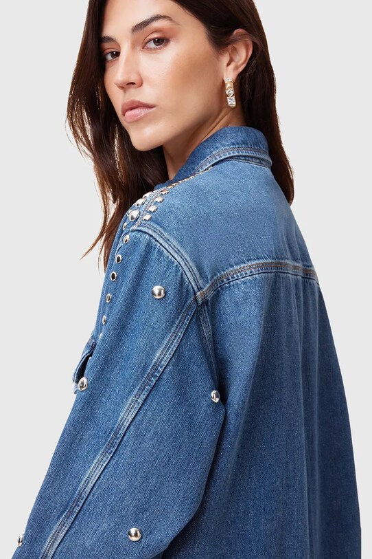 Oblečení Bavlněná džínová košile AllSaints ALBA W051PC modrá