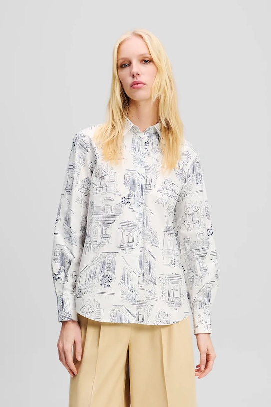 Karl Lagerfeld cămașă din bumbac lung alb A2W11023