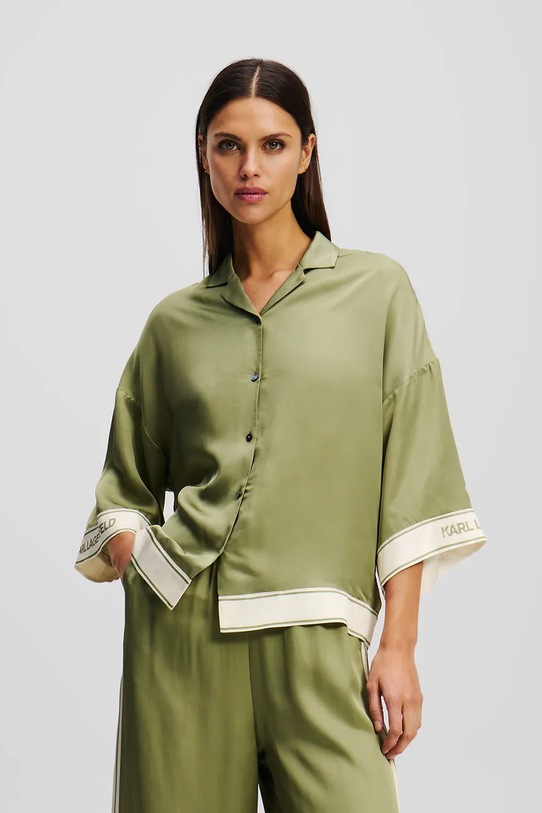 Karl Lagerfeld camicia corta verde A2W11037