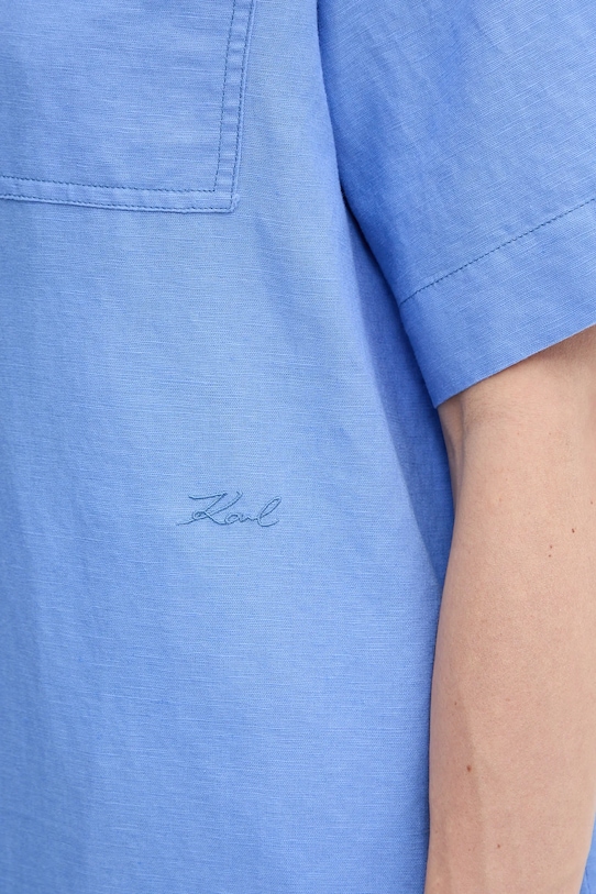 Πουκάμισο από λινό Karl Lagerfeld A2W11012 μωβ