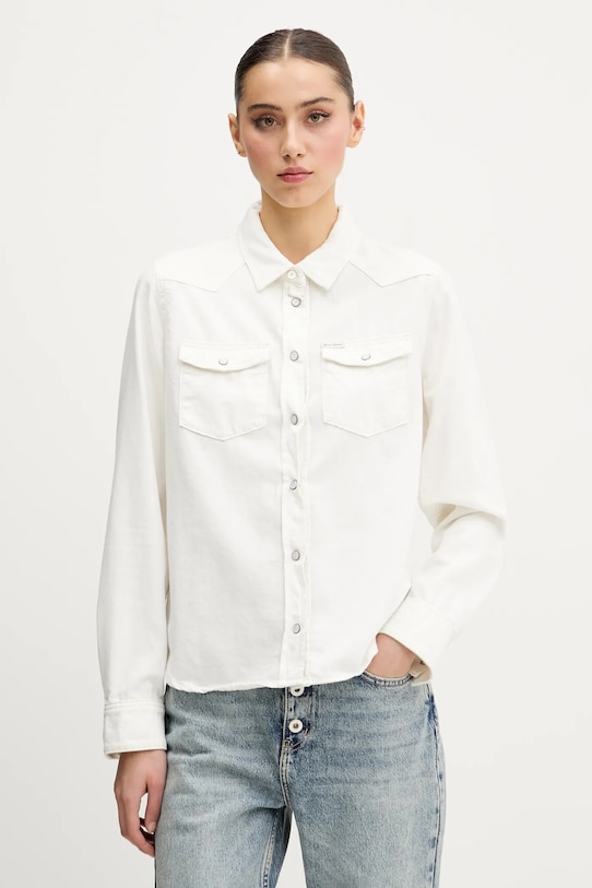 Guess Jeans cămașă jeans lung alb W5GH35.D5NW1