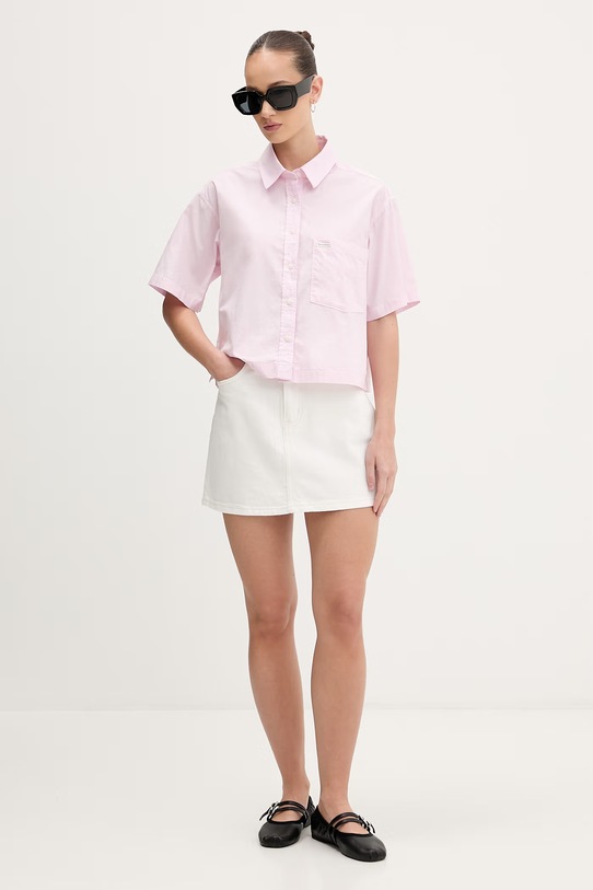 Bavlněná košile Guess Jeans W5GH98.WH7P1 růžová SS26