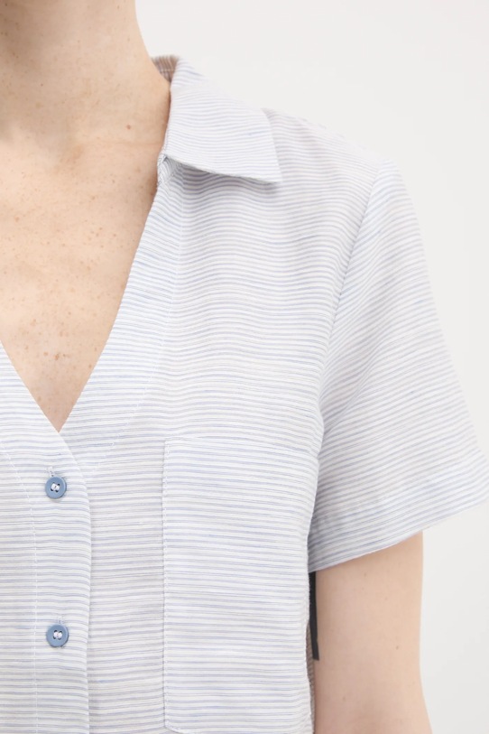 United Colors of Benetton cămașă din amestec de in 5YPVDQ0BX albastru