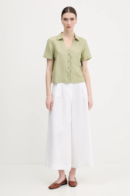 United Colors of Benetton cămașă din amestec de in 5YPVDQ0BX verde SS25