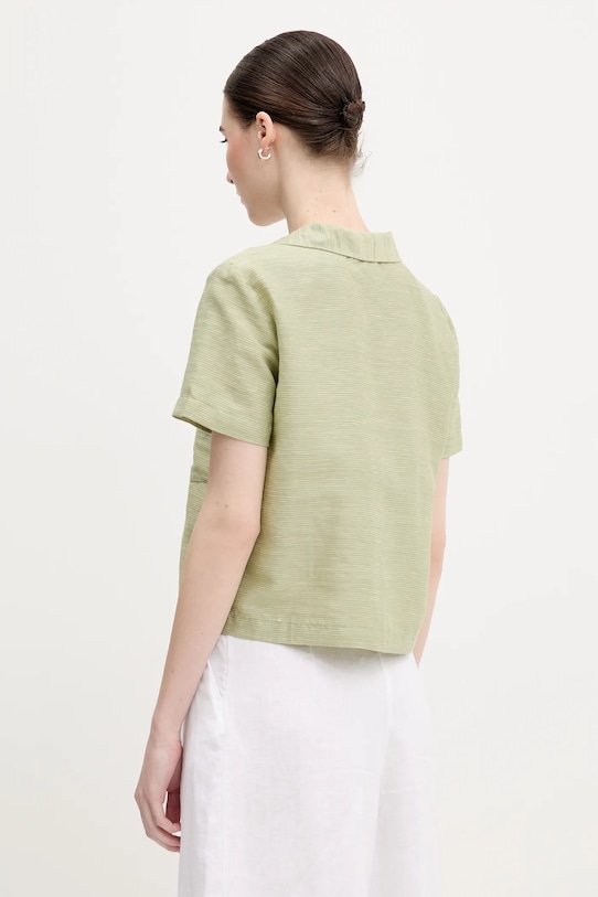 Îmbrăcăminte United Colors of Benetton cămașă din amestec de in 5YPVDQ0BX verde