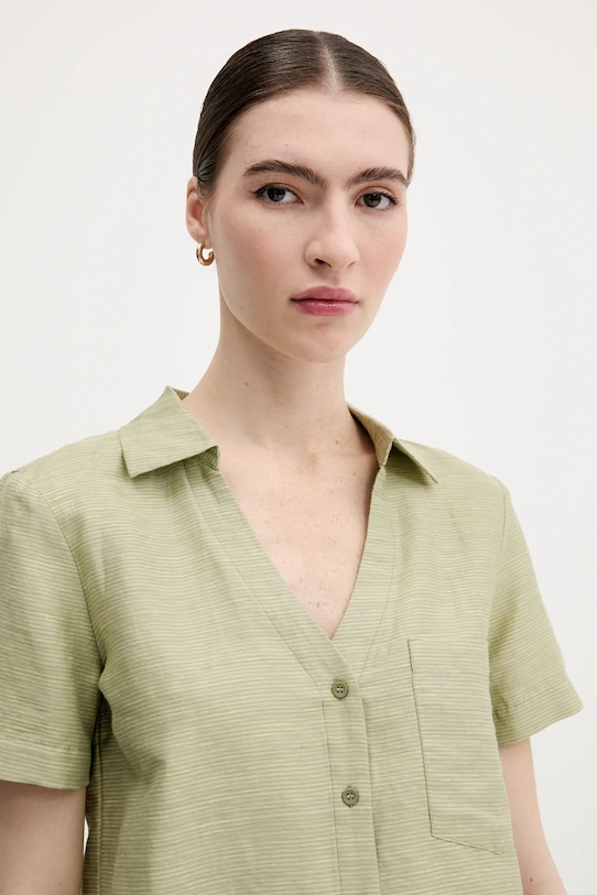 United Colors of Benetton cămașă din amestec de in verde 5YPVDQ0BX