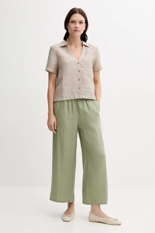 United Colors of Benetton cămașă din amestec de in 5YPVDQ0BX bej SS25