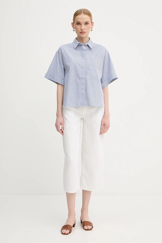 Риза United Colors of Benetton 5SZRDQ0C0 син SS25