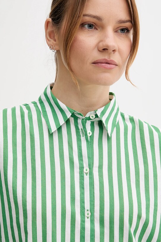 United Colors of Benetton camicia in lino misto verde 58I5DQ08M
