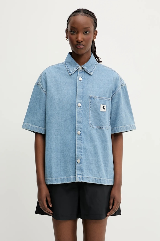 Carhartt WIP cămașă jeans S/S Lovilia Shirt uni albastru I034558.135