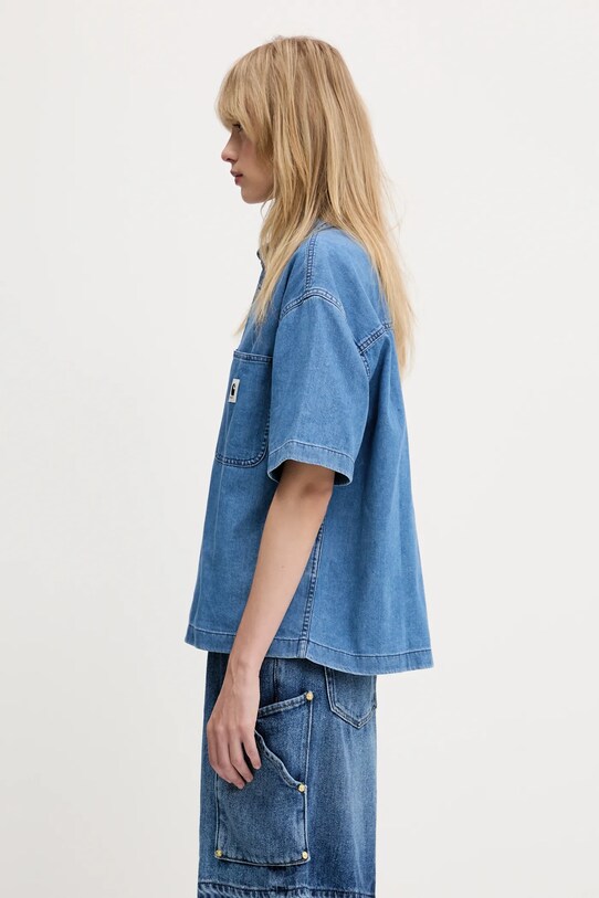 Rifľová košeľa Carhartt WIP S/S Lovilia Shirt I034558.106 modrá SS25