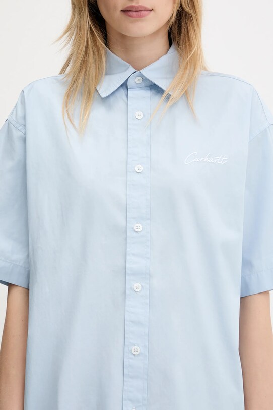 Carhartt WIP cămașă din bumbac S/S Jaxon Shirt albastru I033080.2QBXX