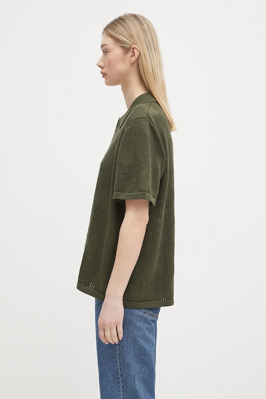 Bavlněná košile Carhartt WIP W’ S/S Temple Knit Shirt I034541.667XX zelená SS25