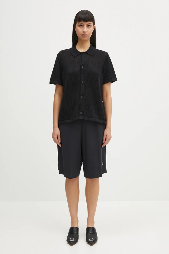 Carhartt WIP koszula bawełniana W’ S/S Temple Knit Shirt I034541.89XX czarny