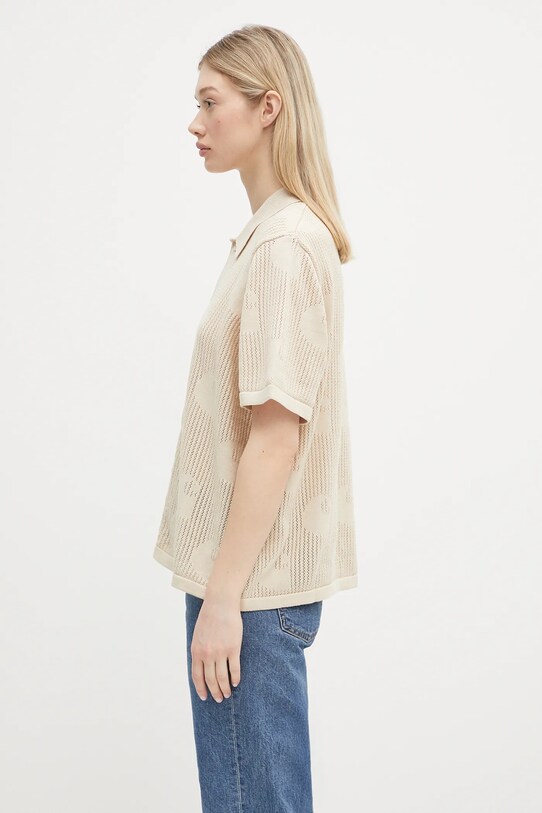 Хлопковая рубашка Carhartt WIP W’ S/S Temple Knit Shirt I034541.2LPXX бежевый SS25