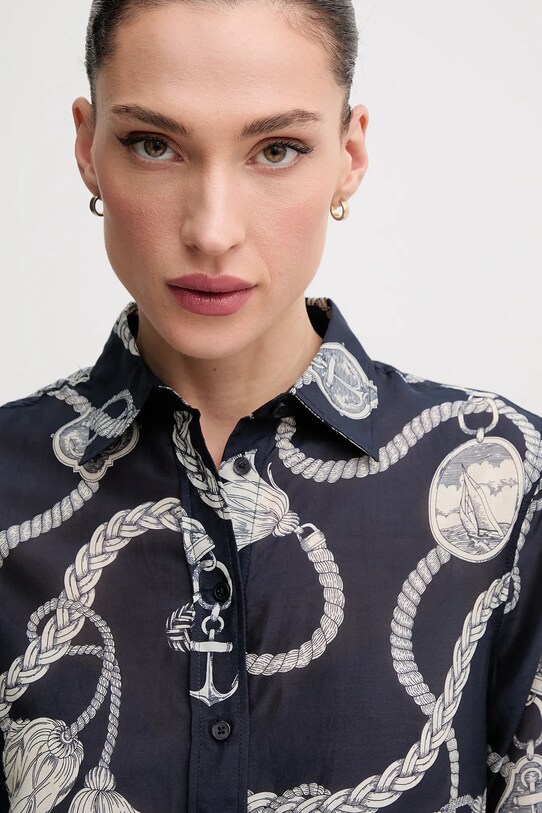 Сорочка з домішкою шовку Gant темно-синій 4300456