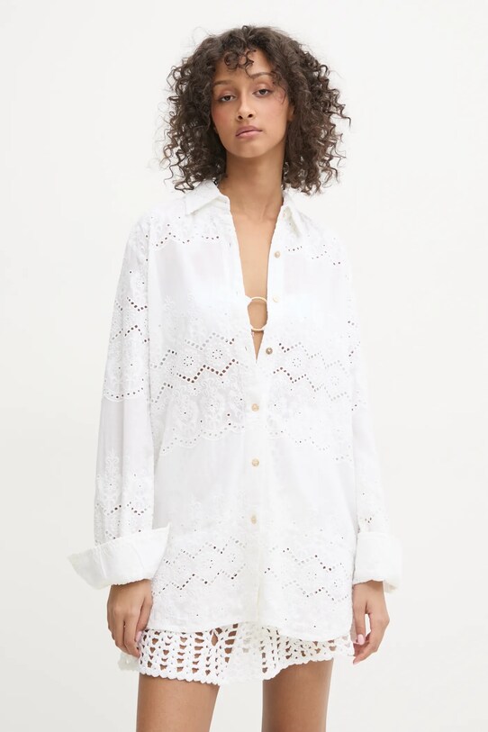 Melissa Odabash koszula bawełniana klasyczny biały MO.ORLA