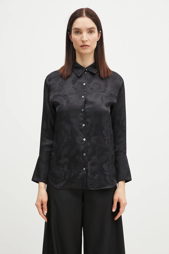 Kenzo koszula jedwabna regular czarny FF52CH2549JR.99
