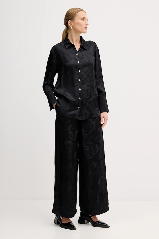 Kenzo cămașă de mătase FF52CH2549JR.99 negru SS25