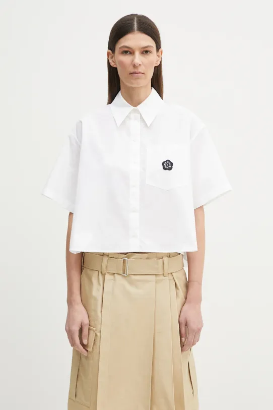 Памучна риза Kenzo свободна бял FF52CH2629LH.01
