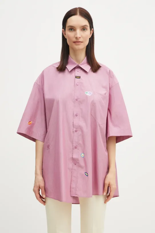 Хлопковая рубашка Martine Rose Boxy Wrap хлопок фиолетовой 440WS22604